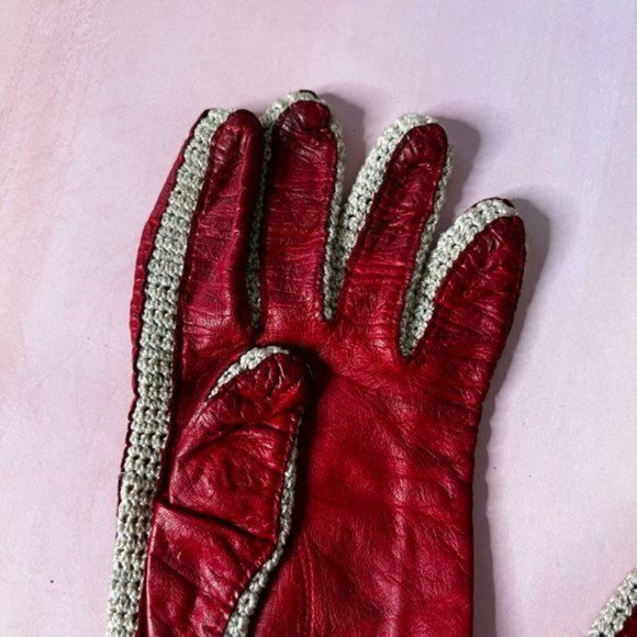 Bloomingdale's Knit Crochet Leather Driving Gloves - Picture 7 of 8